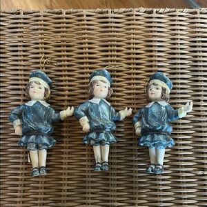 Charming Figurine Little Victorian Boy Bell Ornament set of 3